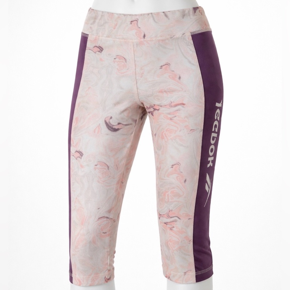 Reebok Toddler Girls Leggings 2T Pink Marble Purple Athletic Stretch Pants